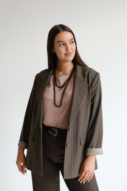 Жакет прямого кроя в полоску